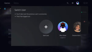 Menu Switch User trên PS5